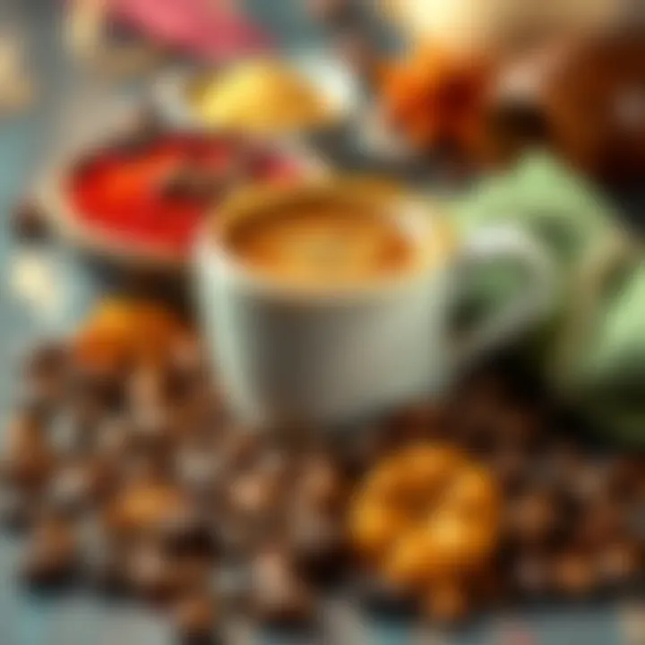 Essence of Turkish Coffee: Beans and Spices Coffee beans and fragrant spices