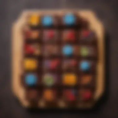 Assorted Brownies on Platter Assorted brownies displayed on a wooden platter