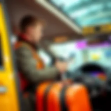 Professional driver assisting passengers with luggage at Woking airport