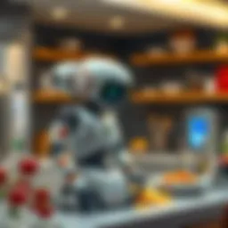 Futuristic kitchen with robotic appliances